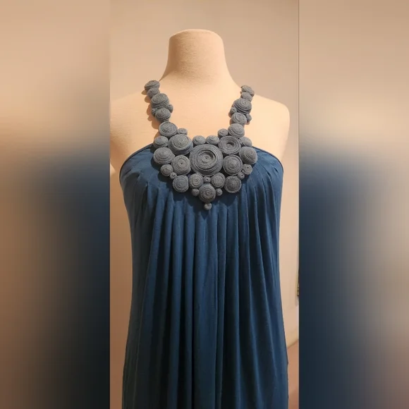Catherine Malandrino Blue Rosette Midi Dress Catherine Malandrino Blue Rosette Midi Dress